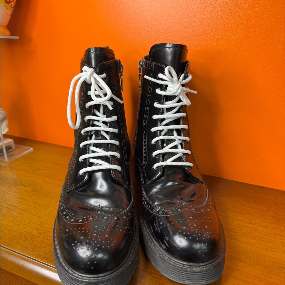 Prada Black Leather Lace-Up Boots 41 men - Picture 3 of 7